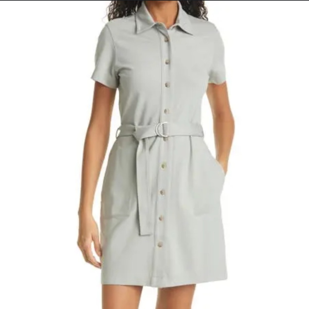 Club Monaco belted ponte knit green dress